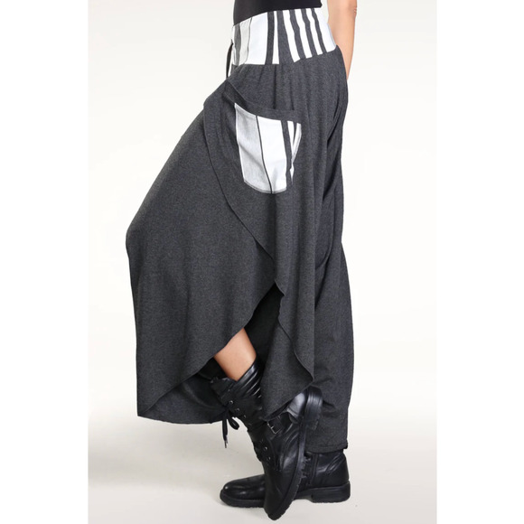 ETERNAL MODE Lotus Pants Heather Gray High Rise Stretch Asymmetric NWOT - Picture 5 of 16